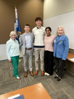 Four area high school seniors were honored on March 16 at the Baton Rouge Chapter of the Daughters of the American Revolution's monthly meeting. Shown are, from left, Jean Hamilton Chaudoir, Alex Michael Klumpp, Maximos 'Max' Nextarious Tsolaskis, Razia Kylee Rosebrook and Alice Wynn Welch Fresina.